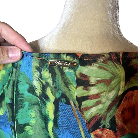 Alfredo Pauly Bright Slinky Floral Leopard Tunic Top Size 50 German Plus 2x 3x - Picture 6 of 9